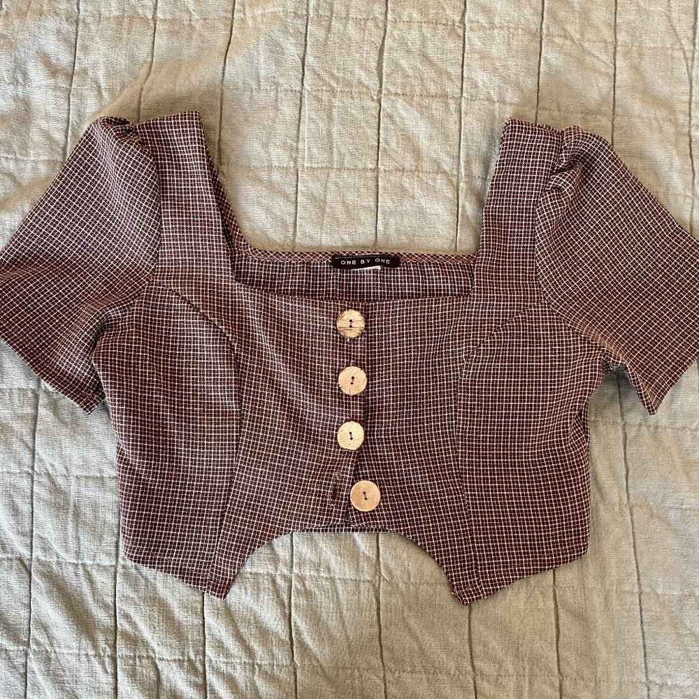 One by One Funky Checked Crop Top